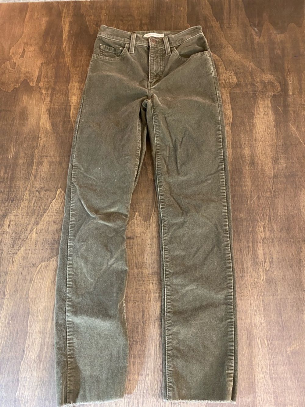 Levi’s High Rise Straight Olive Green Corduroy Pants - Picture 2 of 5